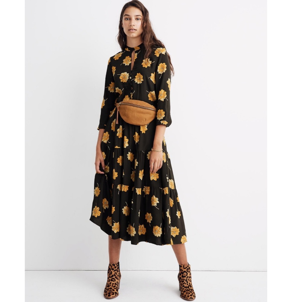 Madewell Button-front Tier Dress Fall Flowers - XS